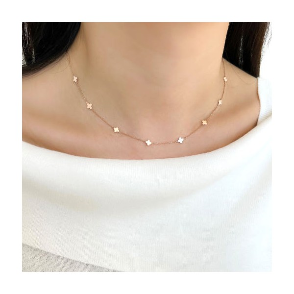 14k 18k 네잎 클로버 체인 목걸이 금 여자 초